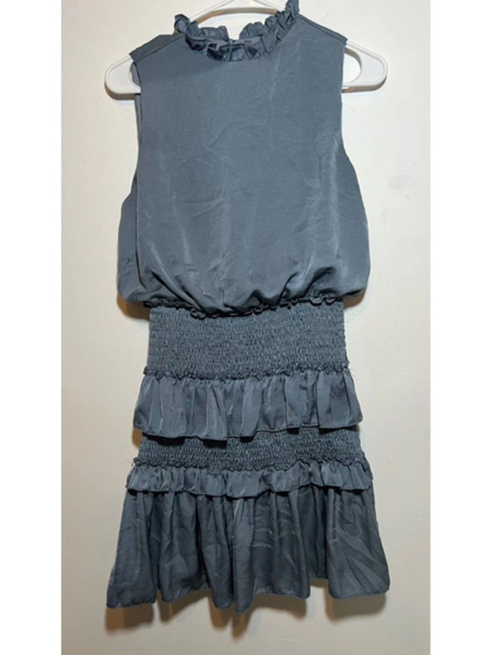 Blue dress with ruffles and elastic waist